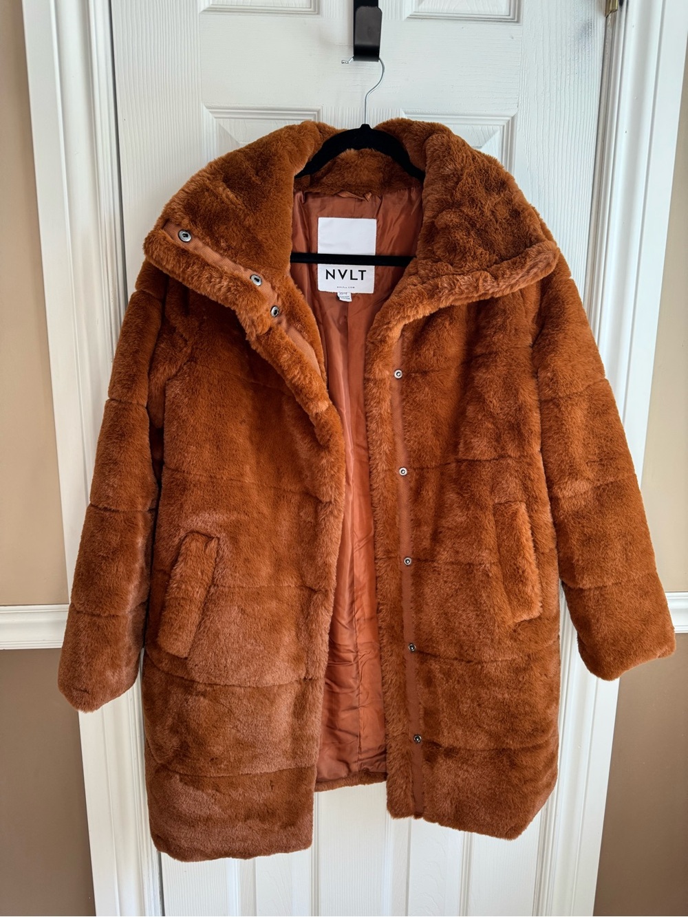 NVLT Plush Teddy Coat in Rust